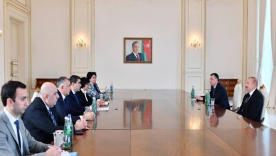 İlham Aliyev, Gürcistan Parlamento Başkanı başkanlığındaki heyeti kabul etti