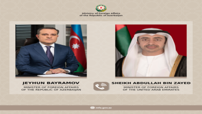 Bakan Jeyhun Bayramov’un Birleşik Arap Emirlikleri Dışişleri Bakanı Abdullah bin Zayed Al Nahyan ile yaptığı telefon görüşmesine ilişkin basın bilgisi